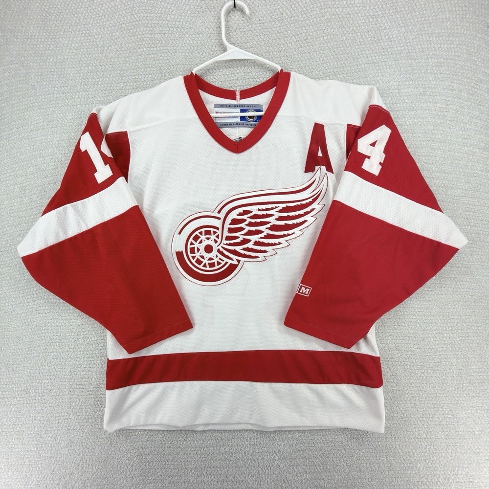 Vtg CCM Detroit Red Wings Shanahan #14 Jersey Mens Small White Red NHL Hockey